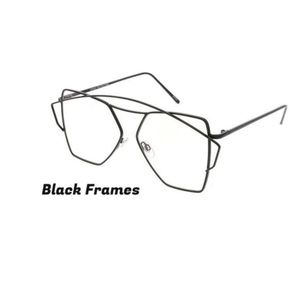 Black Large Geometric Wire Shades w/ Clear Lens